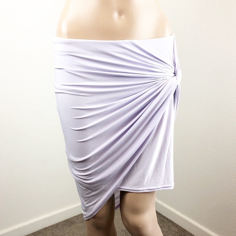 Boohoo Night lavender knotted asymmetrical skirt